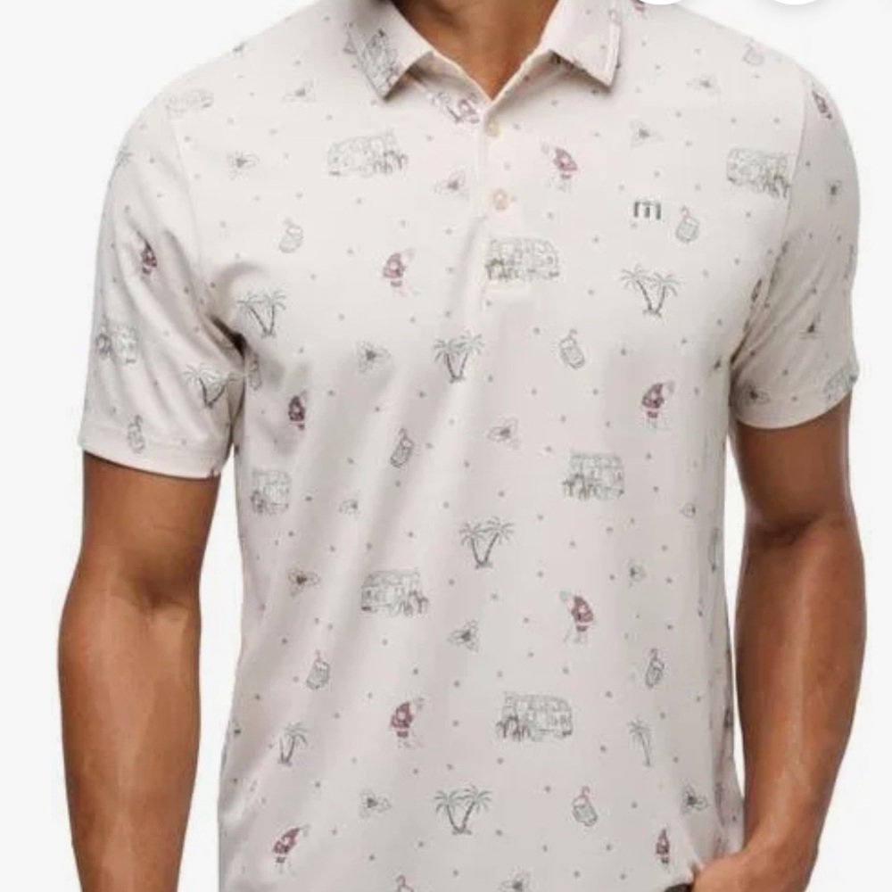 Santa Travis Mathew Cream Graphic Polo Shirt